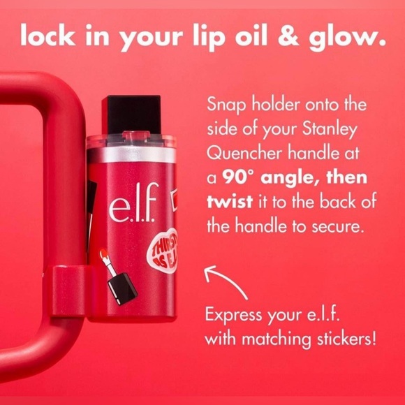 Stanley Cup Lip Gloss Holder ( e.l.f. Tumbler Lip Oil Holder - Red Delicious - Picture 4 of 9